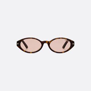 DiorPacific R1F Brown Tortoise shell-Effect Oval Sunglasses